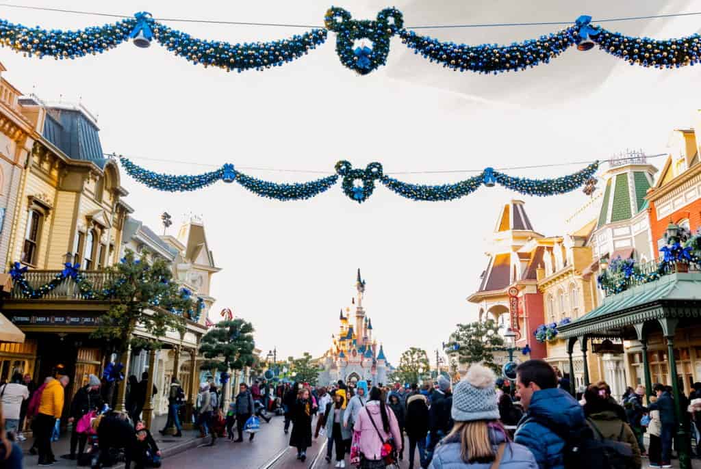 Disneyland Paris streets with castle in background