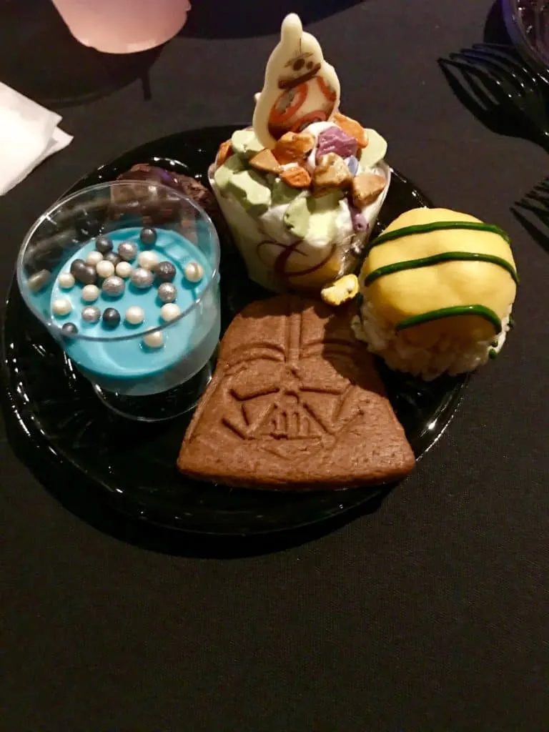 Fireworks Dessert Party; At present Disney is offering the Star Wars: A Galactic Spectacular Dessert Party at Hollywood Studios, and the Frozen Ever After Dessert Party at Epcot, which pairs desserts and a ride on the Frozen Ever After attraction with a showing of IllumiNations.