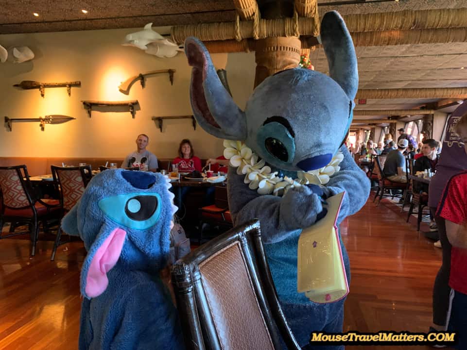 Stitch Character Greeting at 'Ohana in Disney's Polynesian Village Resort.