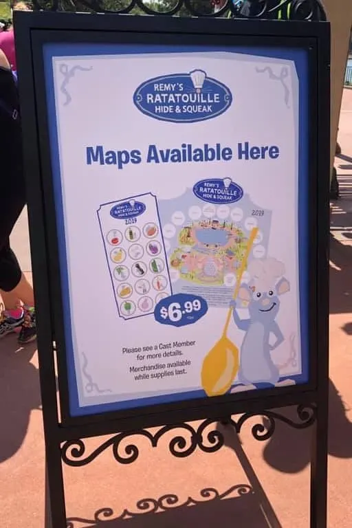 Remy from Ratatouille “hide and squeak” scavenger hunt at the 2019 Epcot international food and wine festival.