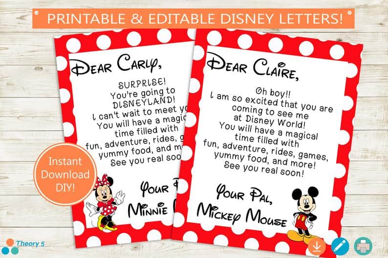 Walt Disney World vacation reveal ideas -- are you giving the gift of a Disney trip to someone for Christmas? Get an instant download of these awesome colorful printables from Etsy. Use them in an announcement letter or as part of a scavenger hunt. #DisneyWorld #DisneyVacation #etsy #DisneyParks