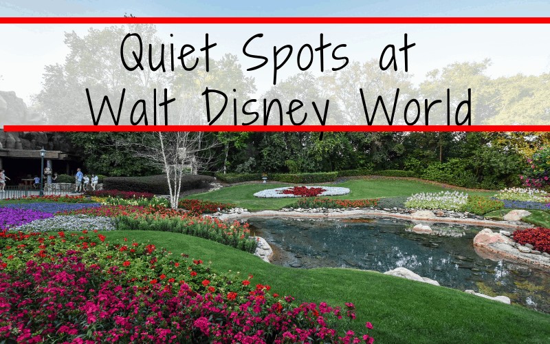 Here are 10+ places that I have found around Walt Disney World Parks that allow you to rest. They are out of the way and semi quiet, some are down right peaceful. Find your spot to take a break and rest at Magic Kingdom, Epcot, Animal Kingdom, and Disney's Hollywood Studios.