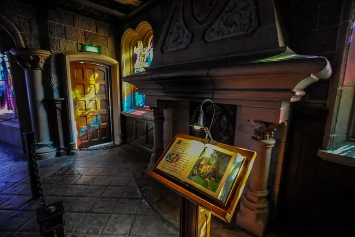 Inside Sleeping Beauty Castle you will find a sleeping dragon & the story of Aurora told through stained glass & tapestries along with a dragon's lair!