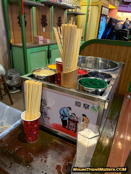 These unique and beautiful sugar creations were introduced at House of Good Fortune merchandise location in the China Pavilion  by Wenbo Zhang. Artisan Cotton Candy at Epcot.