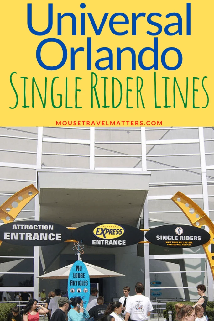 Single-Rider Lines—A Great Time-Saving Option at Universal Orlando Available to all Universal Orlando guests without extra charge is the single-rider (or “singles”) line. Several attractions at USF and IOA have this special line for guests traveling alone, or at least willing to be temporarily separated from their companions. Single riders wait in a separate queue and are slipped into vacant seats left by large