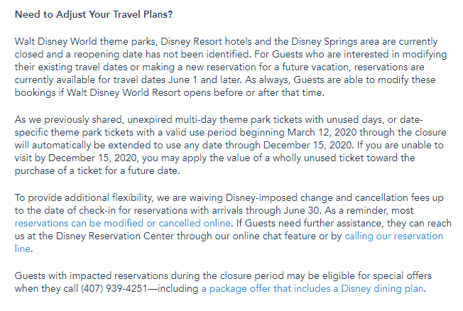 Disney World Only Accepting Reservations for June 1