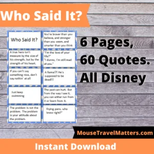 Heading to Disney World or just looking for a fun Disney game to play?? Check out this fun game, "Who Said It? Disney Edition"