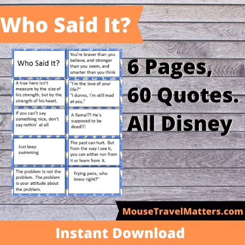 Heading to Disney World or just looking for a fun Disney game to play?? Check out this fun game, "Who Said It? Disney Edition"