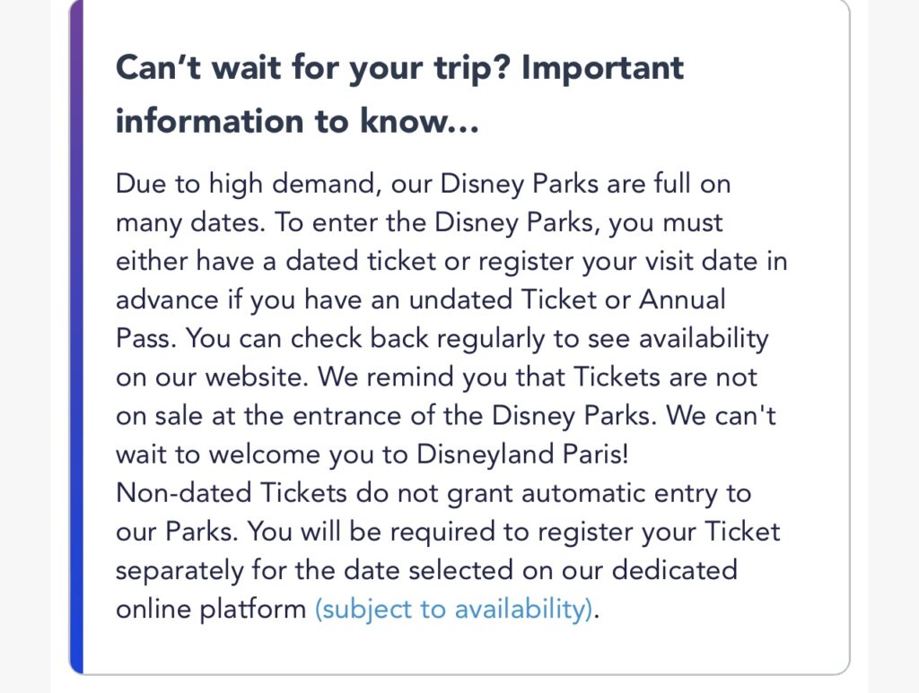 Important trip information
